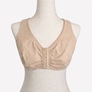 Glamorise Front-Closure Cotton T-Back Comfort Bra Cafe 42 B/C/D Wireless